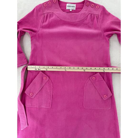 Antik Batik Anthropologie Pink Corduroy Dress A line Tie Waist 36 S M NWOT - Picture 10 of 11